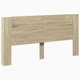 NNEVL Headboard Cabinet with LED Sonoma Oak 200x16.5x103.5 cm