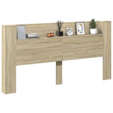 NNEVL Headboard Cabinet with LED Sonoma Oak 200x16.5x103.5 cm