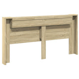 NNEVL Headboard Cabinet with LED Sonoma Oak 200x16.5x103.5 cm