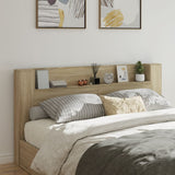 NNEVL Headboard Cabinet with LED Sonoma Oak 200x16.5x103.5 cm