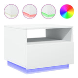 NNEVL Coffee Table with LED Lights White 50x49x40 cm