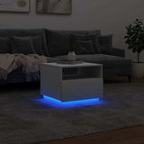 NNEVL Coffee Table with LED Lights White 50x49x40 cm