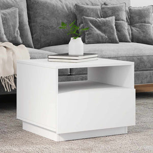NNEVL Coffee Table with LED Lights White 50x49x40 cm