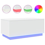 NNEVL Coffee Table with LED Lights White 90x50x40 cm