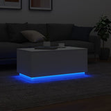 NNEVL Coffee Table with LED Lights White 90x50x40 cm