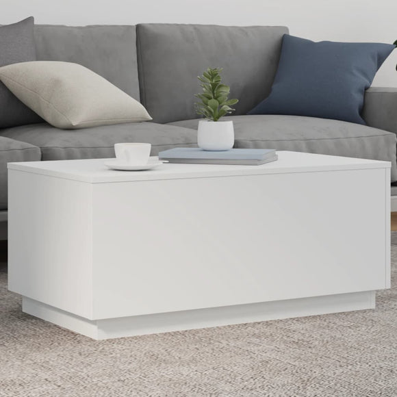 NNEVL Coffee Table with LED Lights White 90x50x40 cm