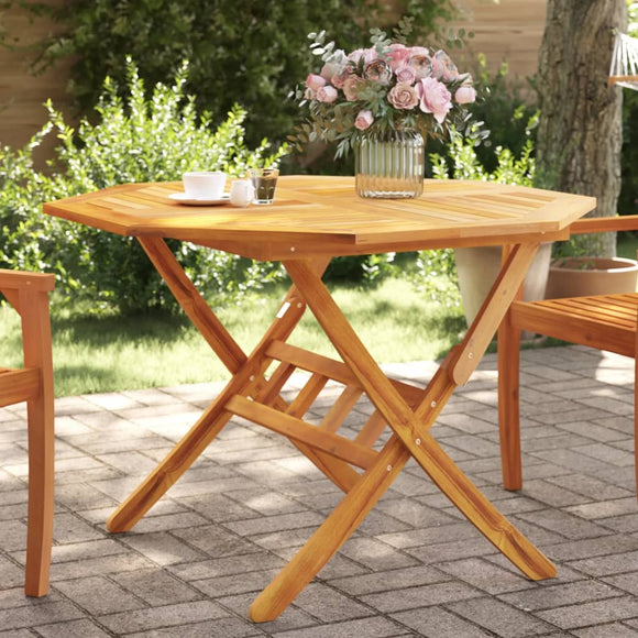 NNEVL Folding Garden Table Ø110x75 cm Solid Wood Acacia
