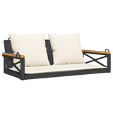 NNEVL Swing Bench with Cushions Black 109x62x40 cm Poly Rattan