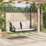 NNEVL Swing Bench with Cushions Black 109x62x40 cm Poly Rattan