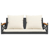 NNEVL Swing Bench with Cushions Black 109x62x40 cm Poly Rattan