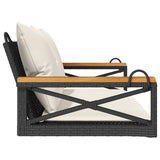 NNEVL Swing Bench with Cushions Black 109x62x40 cm Poly Rattan