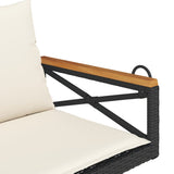 NNEVL Swing Bench with Cushions Black 109x62x40 cm Poly Rattan