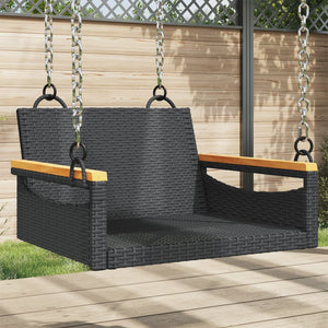 NNEVL Swing Bench Black 63x62x40 cm Poly Rattan