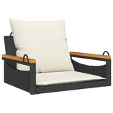 NNEVL Swing Bench with Cushions Black 63x62x40 cm Poly Rattan