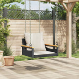 NNEVL Swing Bench with Cushions Black 63x62x40 cm Poly Rattan