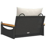NNEVL Swing Bench with Cushions Black 63x62x40 cm Poly Rattan