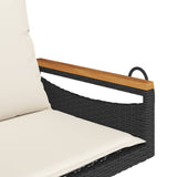 NNEVL Swing Bench with Cushions Black 63x62x40 cm Poly Rattan