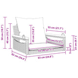 NNEVL Swing Bench with Cushions Black 63x62x40 cm Poly Rattan