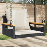 NNEVL Swing Bench with Cushions Black 63x62x40 cm Poly Rattan