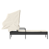 NNEVL Sun Lounger with Canopy Black Poly Rattan
