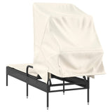 NNEVL Sun Lounger with Canopy Black Poly Rattan