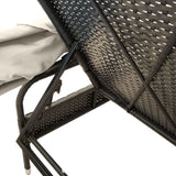 NNEVL Sun Lounger with Canopy Black Poly Rattan