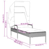 NNEVL Sun Lounger with Canopy Black Poly Rattan