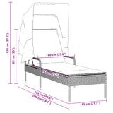 NNEVL Sun Lounger with Canopy Grey Poly Rattan