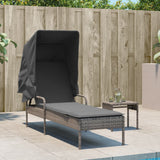 NNEVL Sun Lounger with Canopy and Table Grey Poly Rattan