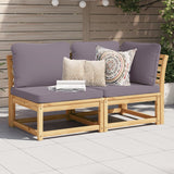 NNEVL 2 Piece Garden Lounge Set with Cushions Solid Wood Acacia