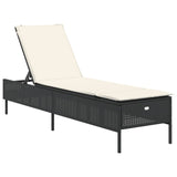 NNEVL Sun Lounger with Cushion Black Poly Rattan