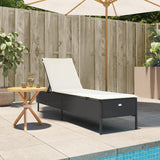 NNEVL Sun Lounger with Cushion Black Poly Rattan