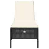 NNEVL Sun Lounger with Cushion Black Poly Rattan