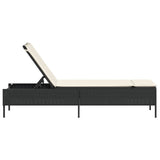 NNEVL Sun Lounger with Cushion Black Poly Rattan
