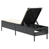 NNEVL Sun Lounger with Cushion Black Poly Rattan
