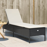 NNEVL Sun Lounger with Cushion Black Poly Rattan