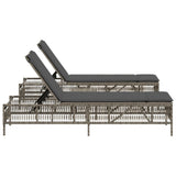 NNEVL Sun Loungers 2 pcs with Table Grey Poly Rattan
