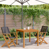 NNEVL Garden Chairs 2 pcs Black Solid Wood Acacia and Poly Rattan