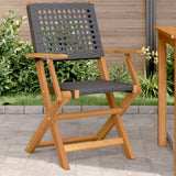 NNEVL Garden Chairs 2 pcs Black Solid Wood Acacia and Poly Rattan