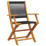 NNEVL Garden Chairs 2 pcs Black Solid Wood Acacia and Polypropylene