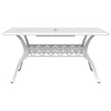 NNEVL Garden Table White 150x90x72 cm Cast Aluminium