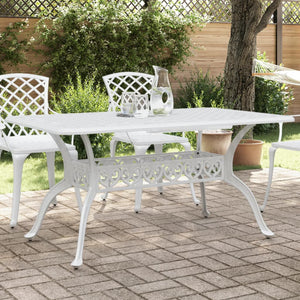 NNEVL Garden Table White 150x90x72 cm Cast Aluminium