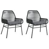 NNEVL Garden Chairs 2 pcs with Cushions Black Poly Rattan