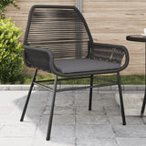 NNEVL Garden Chairs 2 pcs with Cushions Black Poly Rattan