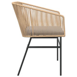 NNEVL Garden Chairs 2 pcs with Cushions Brown Poly Rattan