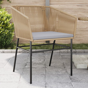 NNEVL Garden Chairs 2 pcs with Cushions Brown Poly Rattan