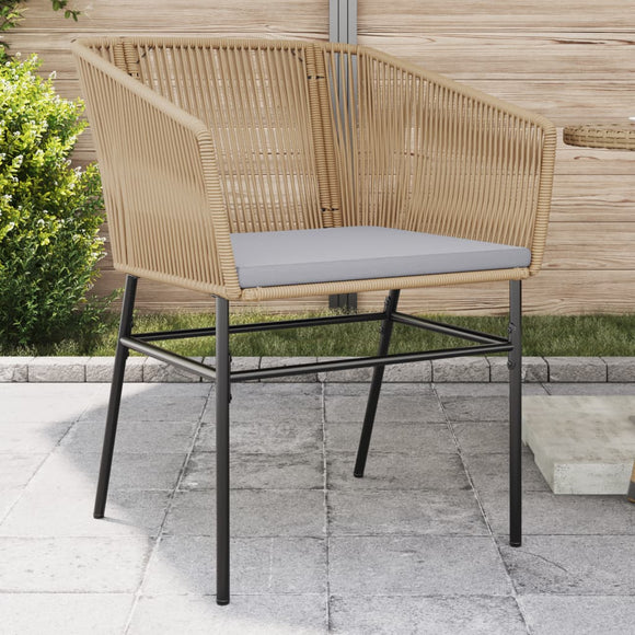 NNEVL Garden Chairs 2 pcs with Cushions Brown Poly Rattan