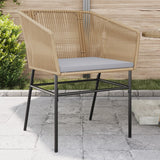 NNEVL Garden Chairs 2 pcs with Cushions Brown Poly Rattan