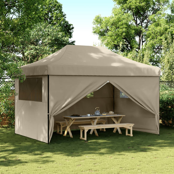 NNEVL Foldable Party Tent Pop-Up with 4 Sidewalls Taupe