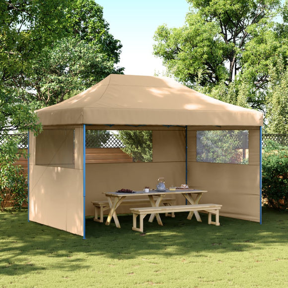 NNEVL Foldable Party Tent Pop-Up with 3 Sidewalls Beige